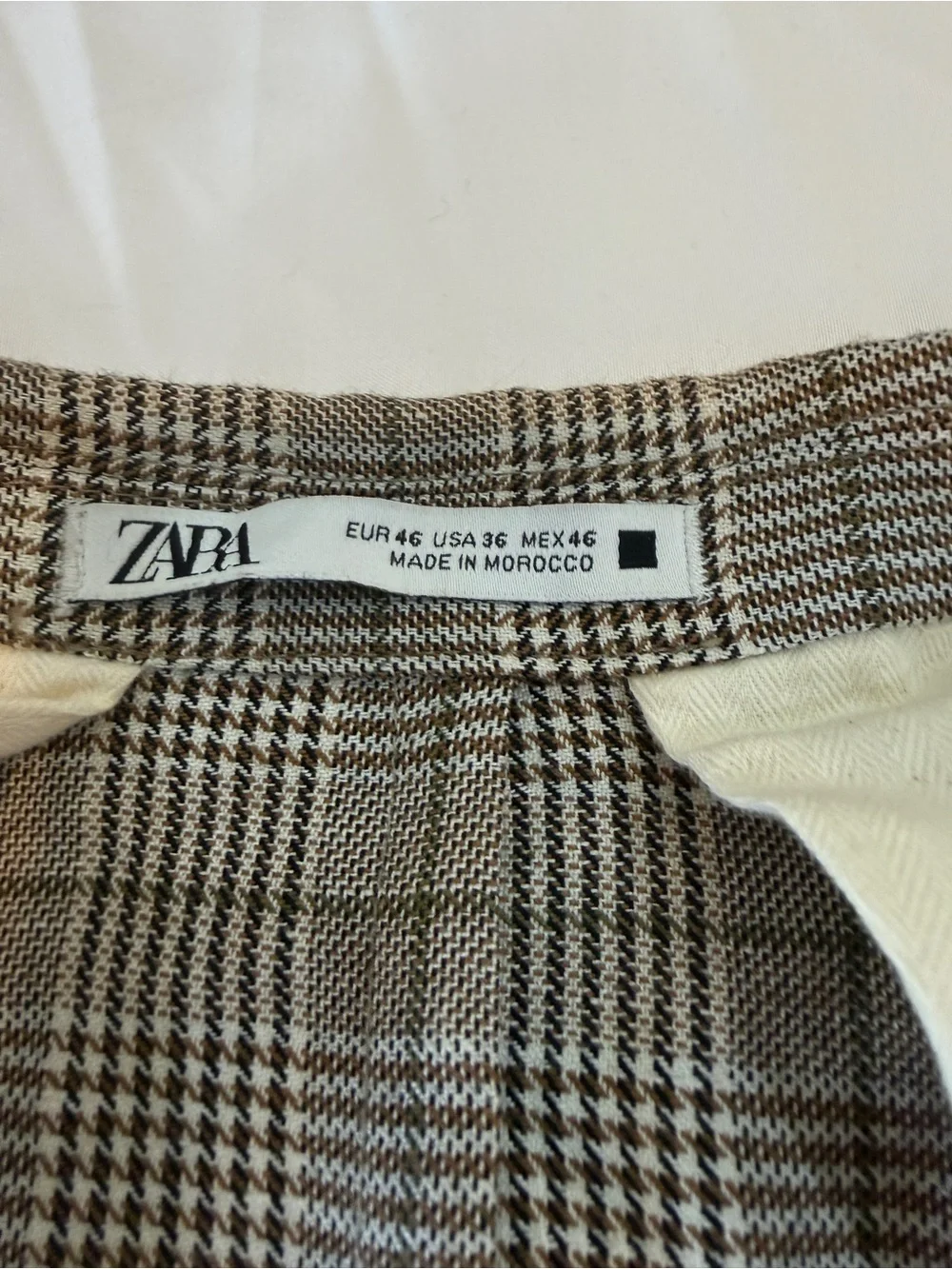 Zara Men's Plaid Blazer Sport Coat Size 36 Brown Gray Glen Plaid Two Button